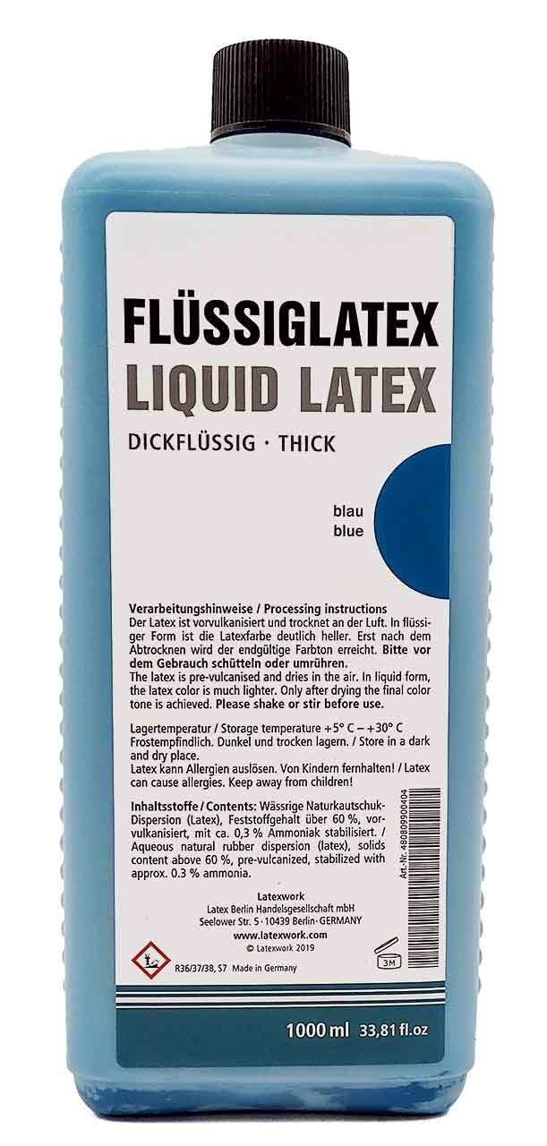 Liquid latex, viscous, blue