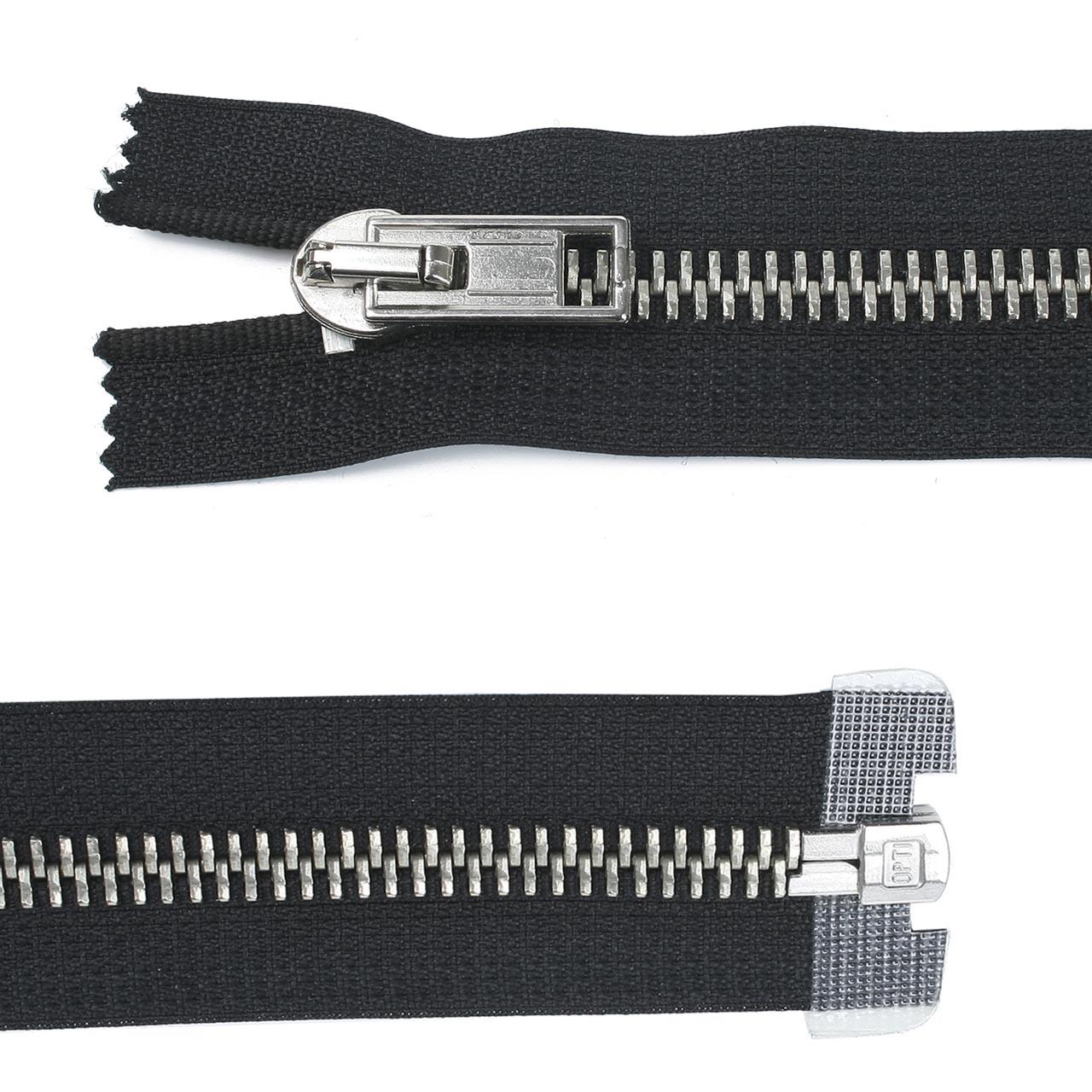 Zipper, metal, divisible, standard, black, 40 cm