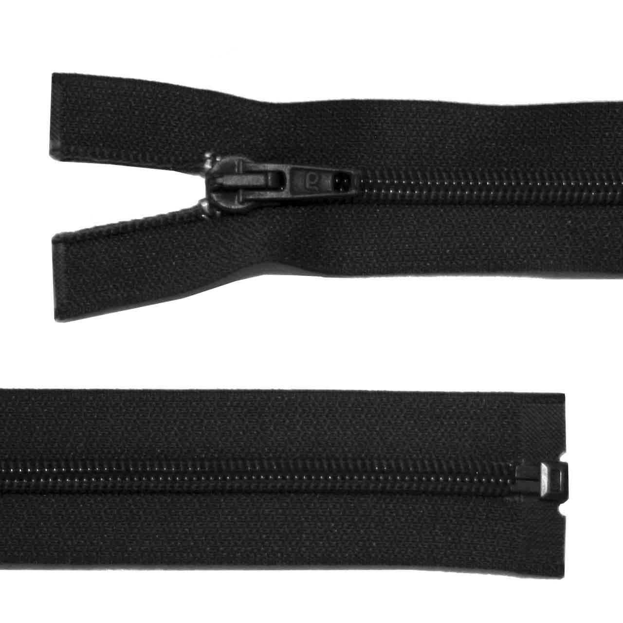 Plastic zip, separable, black, 55 cm