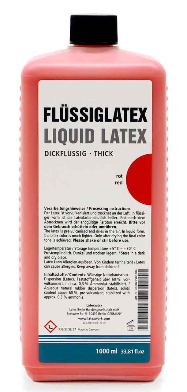 Liquid latex, viscous, red