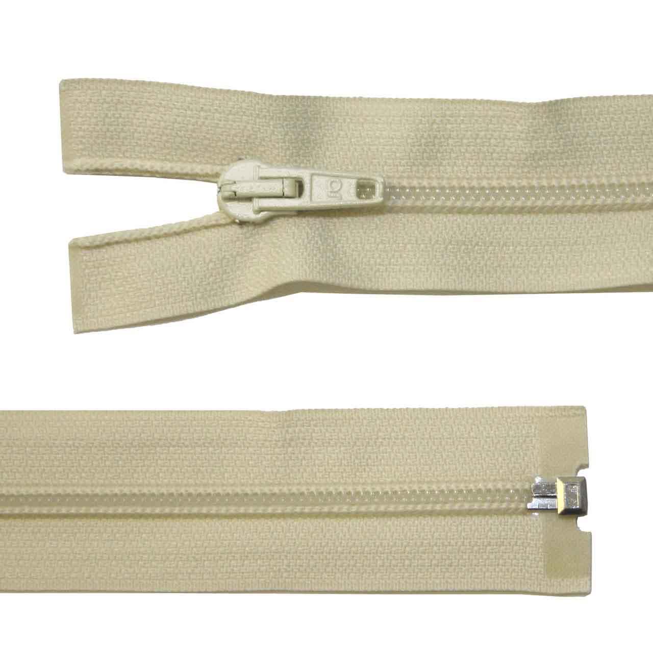 Zipper, plastic, divisible, beige, 65 cm