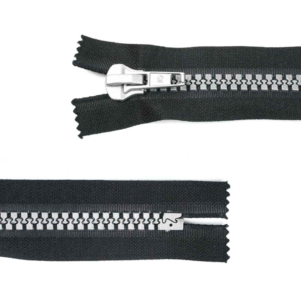 Zipper decoration, aluminum-black, length 10 cm