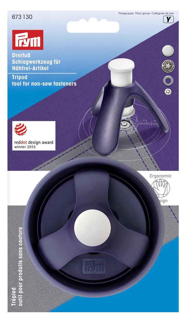 Prym tripod for non-sew fasteners