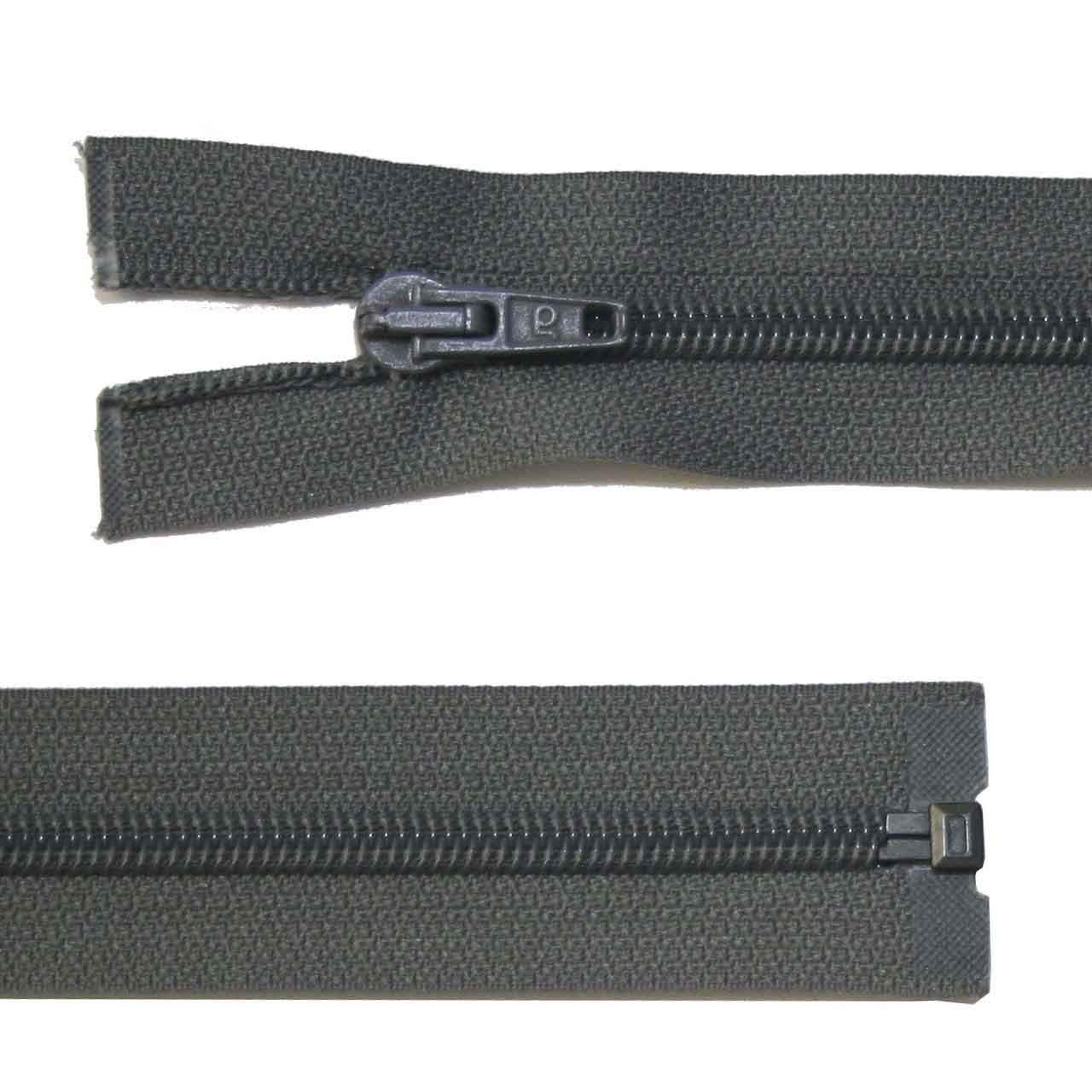 Zipper, plastic, divisible, gray, 65 cm